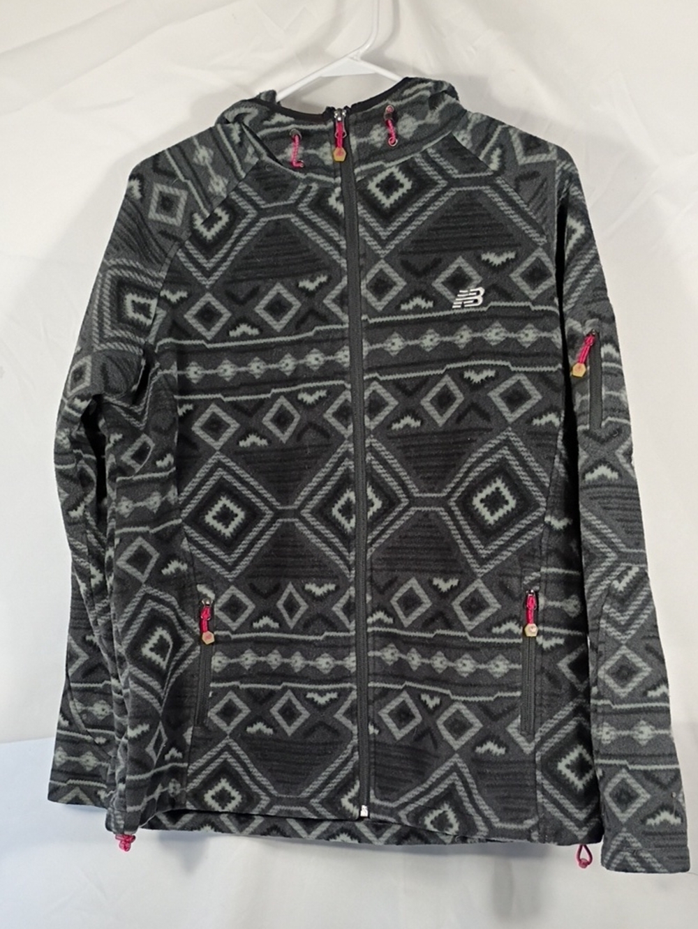 EUC New balance Aztec Printed Full Zip Fleece Hooded Jacket Women's Size XL Fall